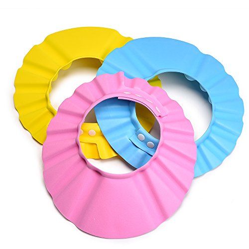  [아마존베스트]Blulu 3 Pack Baby Shower Cap Bath Shampoo Cap Hat