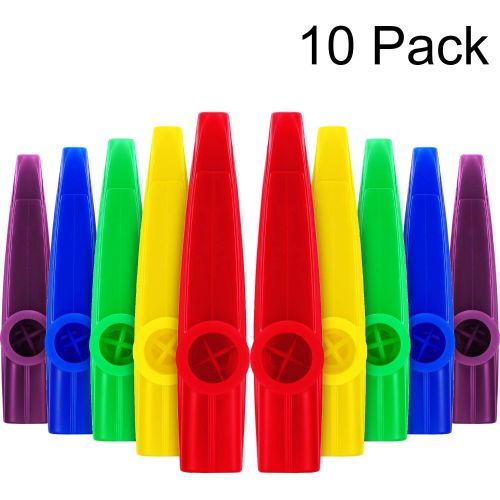  [아마존베스트]Blulu Plastic Kazoos Musical Instruments with Kazoo Flute Diaphragms for Gift, Prize and Party Favors, 5 Colors (10 Pieces)