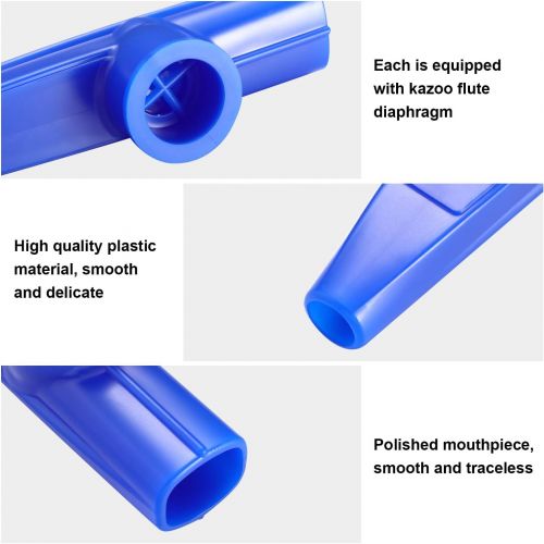  [아마존베스트]Blulu Plastic Kazoos Musical Instruments with Kazoo Flute Diaphragms for Gift, Prize and Party Favors, 5 Colors (10 Pieces)