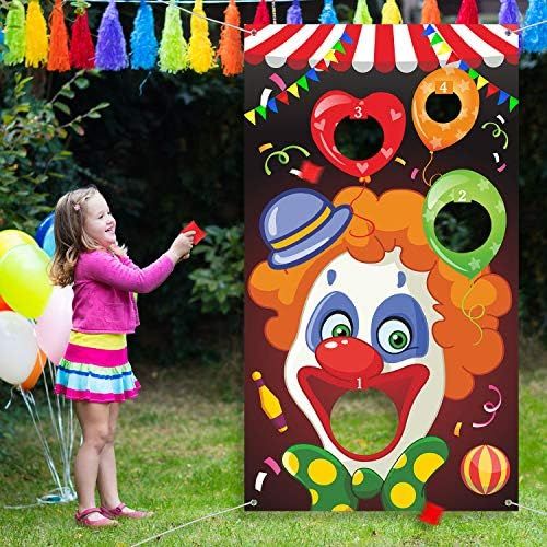  [아마존베스트]Carnival Toss Games with 3 Bean Bag, Fun Carnival Game for Kids and Adults in Carnival Party Activities, Great Carnival Decorations and Suppliers (Clown)