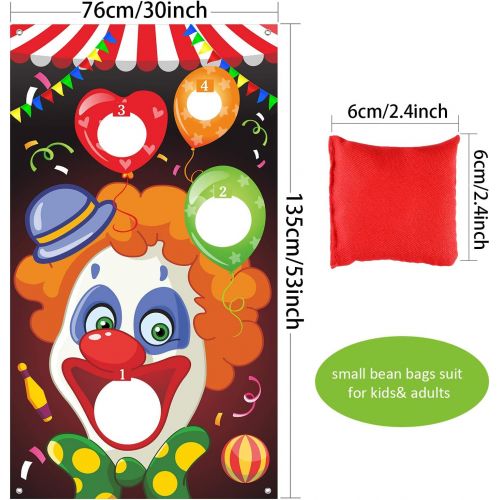  [아마존베스트]Carnival Toss Games with 3 Bean Bag, Fun Carnival Game for Kids and Adults in Carnival Party Activities, Great Carnival Decorations and Suppliers (Clown)