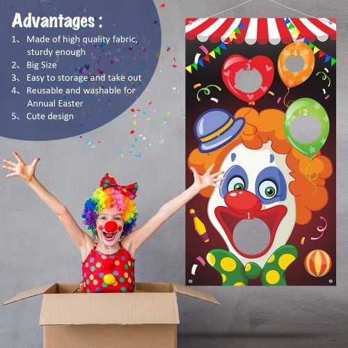  [아마존베스트]Carnival Toss Games with 3 Bean Bag, Fun Carnival Game for Kids and Adults in Carnival Party Activities, Great Carnival Decorations and Suppliers (Clown)