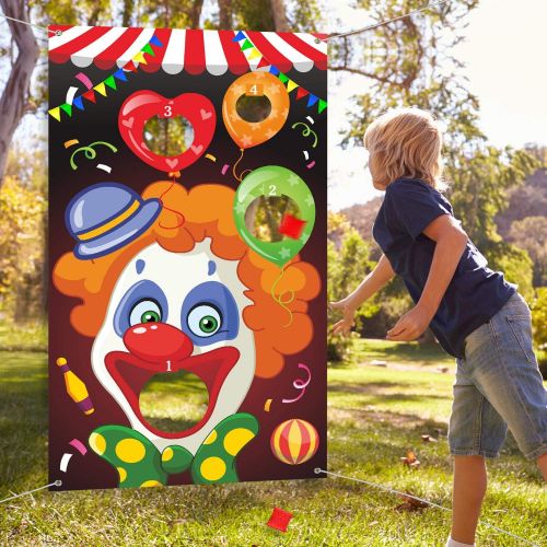  [아마존베스트]Carnival Toss Games with 3 Bean Bag, Fun Carnival Game for Kids and Adults in Carnival Party Activities, Great Carnival Decorations and Suppliers (Clown)