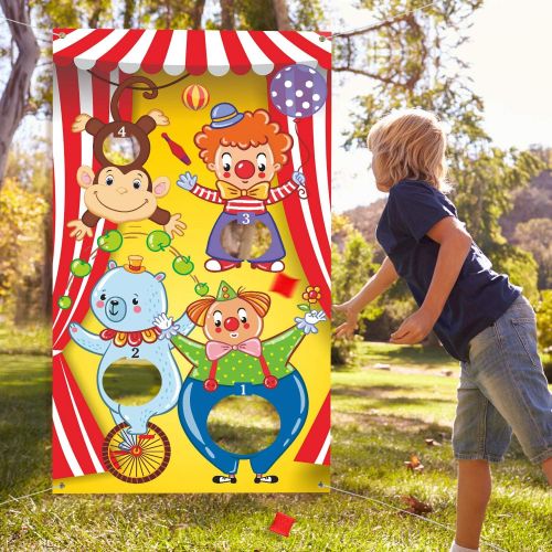  [아마존베스트]Carnival Toss Games with 3 Bean Bag, Fun Carnival Game for Kids and Adults in Carnival Party Activities, Great Carnival Decorations and Suppliers (Circus Animal)