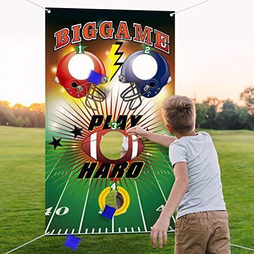  [아마존베스트]Football Toss Game with 3 Bean Bags, Indoor and Outdoor Bean Bag Toss Game for Children and Adults, Football Theme Party Decorations Supplies