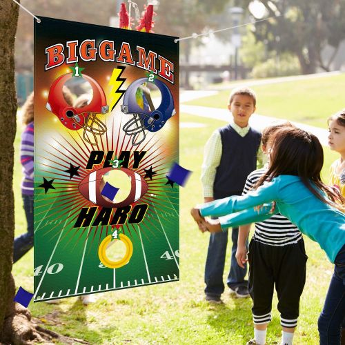  [아마존베스트]Football Toss Game with 3 Bean Bags, Indoor and Outdoor Bean Bag Toss Game for Children and Adults, Football Theme Party Decorations Supplies