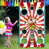[아마존베스트]Carnival Party Decoration Supply Set, 8 Holes Carnival Clown Toss Game Banner with 3 Bean Bags and 9.8 ft Rope for Kids and Adults in Carnival Party Activities