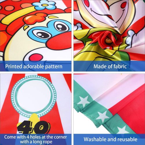  [아마존베스트]Carnival Party Decoration Supply Set, 8 Holes Carnival Clown Toss Game Banner with 3 Bean Bags and 9.8 ft Rope for Kids and Adults in Carnival Party Activities