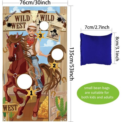  [아마존베스트]Blulu Western Party Cowboy Toss Games with 3 Bean Bags, Fun Western Game for Kids and Adults in Western Themed Activities Western Cowboy Decorations and Supplies