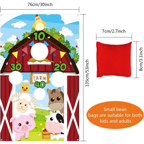  [아마존베스트]Farm Animal Toss Games with 3 Nylon Bean Bag, Fun Carnival Toss Game, Farm Animals Theme Party Decorations and Supplies