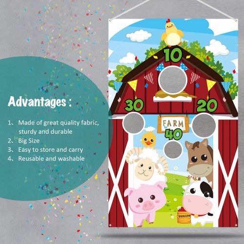  [아마존베스트]Farm Animal Toss Games with 3 Nylon Bean Bag, Fun Carnival Toss Game, Farm Animals Theme Party Decorations and Supplies