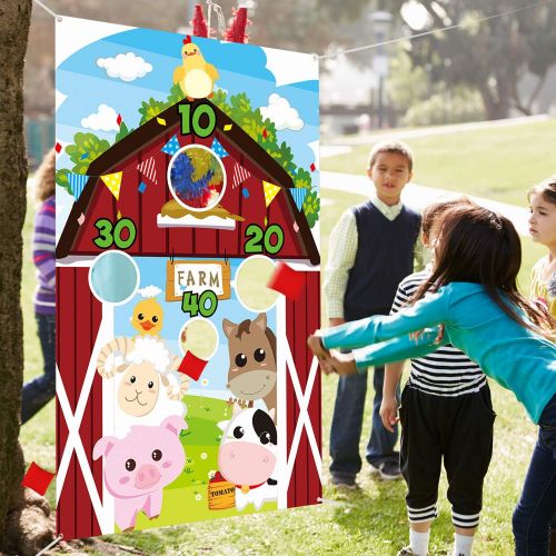  [아마존베스트]Farm Animal Toss Games with 3 Nylon Bean Bag, Fun Carnival Toss Game, Farm Animals Theme Party Decorations and Supplies