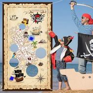 [아마존베스트]Pirate Bean Bag Toss Game Pirate Treasure Hunt Toss Games with 3 Bean Bags, Pirate Theme Party Decorations and Supplies