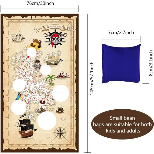  [아마존베스트]Pirate Bean Bag Toss Game Pirate Treasure Hunt Toss Games with 3 Bean Bags, Pirate Theme Party Decorations and Supplies