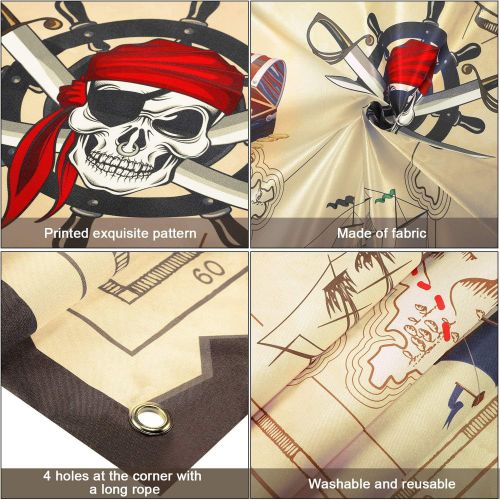  [아마존베스트]Pirate Bean Bag Toss Game Pirate Treasure Hunt Toss Games with 3 Bean Bags, Pirate Theme Party Decorations and Supplies