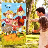 [아마존베스트]Blulu Scarecrow Bean Bag Toss Games with 3 Bean Bags Happy Fall Party Games Pack and Decoration for Baby Children Family Autumn Thanksgiving Theme Scarecrow Party Favor Supplies (O