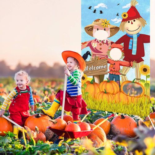  [아마존베스트]Blulu Scarecrow Bean Bag Toss Games with 3 Bean Bags Happy Fall Party Games Pack and Decoration for Baby Children Family Autumn Thanksgiving Theme Scarecrow Party Favor Supplies (O