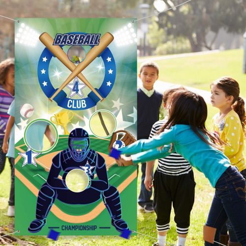  [아마존베스트]Baseball Toss Games with 3 Bean Bags, Indoor and Outdoor Bean Bag Toss Game for Children and Adults, Sport Theme Party Decorations Supplies