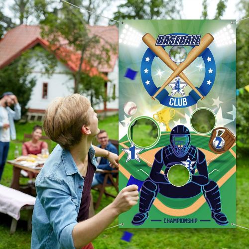  [아마존베스트]Baseball Toss Games with 3 Bean Bags, Indoor and Outdoor Bean Bag Toss Game for Children and Adults, Sport Theme Party Decorations Supplies