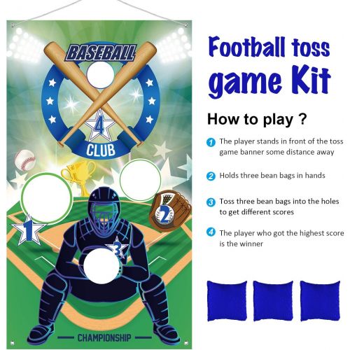  [아마존베스트]Baseball Toss Games with 3 Bean Bags, Indoor and Outdoor Bean Bag Toss Game for Children and Adults, Sport Theme Party Decorations Supplies