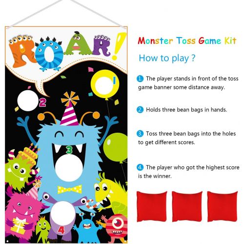  [아마존베스트]Carnival Games Bean Bag Toss Game Monster Toss Games with 3 Bean Bag, Fun Indoor and Outdoor Toss Game for Kids and Adults, Great Monster Theme Party Decorations and Supplies