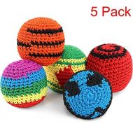 [아마존베스트]Blulu 5 Pieces Funny Hacky Ball Sacks Assoerted Colors Woven Kickball Soft Knitted Kick Balls for Children and Beginners