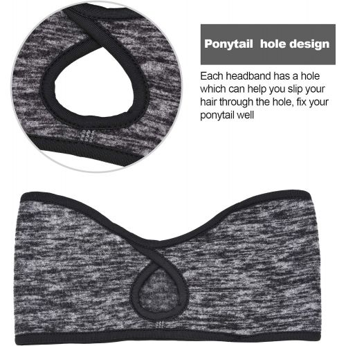  Blulu 3 Pieces Ponytail Headband Women Winter Headband Ear Warmer Running Headband for Women Girls Outdoor Sports, 3 Colors