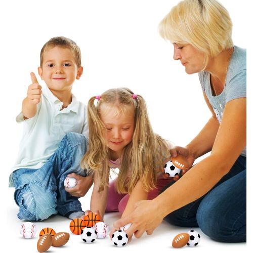  Blulu Mini Stress Balls, Sports Stress Balls, Including Soccer Ball, Basketball, Football, Baseball Foam Balls for Party Favor Toy (48 Pieces)