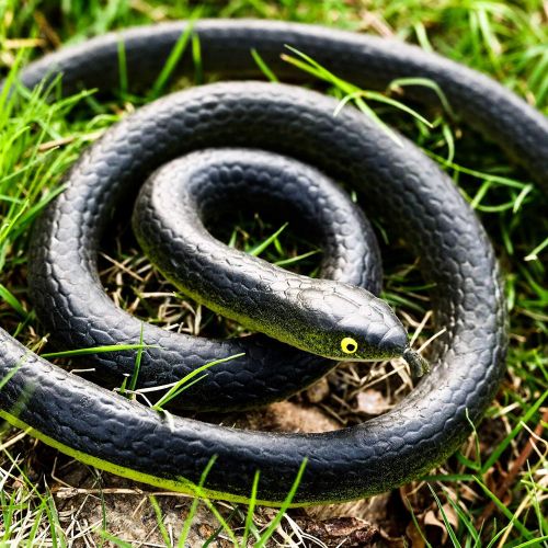  Blulu Large Rubber Snakes Realistic Fake Snake Black Mamba Snake Toys for Garden Props to Keep Birds Away, Pranks, Halloween Decoration (3 Pieces, Style 1)