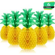 Blulu 6 Pieces 14 Inch Pineapple Honeycomb Centerpieces Tissue Paper Pineapple Table Hanging Decorations for Tropical Luau Hawaiian Jungle Party