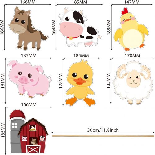  Blulu 28 Pieces Farm Animal Centerpiece Cards and Sticks for Farm Theme Party, Table Toppers Farm Animal Birthday Party Decoration Baby Shower Birthday Party Supplies(Farm Animal)