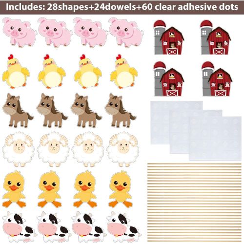  Blulu 28 Pieces Farm Animal Centerpiece Cards and Sticks for Farm Theme Party, Table Toppers Farm Animal Birthday Party Decoration Baby Shower Birthday Party Supplies(Farm Animal)