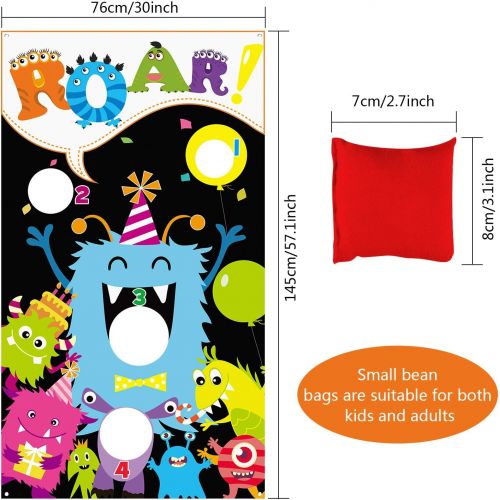  Blulu Monster Toss Game with 3 Bean Bags, Indoor and Outdoor Bean Bag Toss Game for Kids and Adults, Monster Theme Party Decorations and Supplies