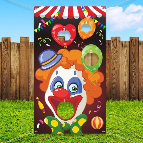  Blulu Carnival Toss Games with 3 Bean Bag, Fun Carnival Game for Kids and Adults in Carnival Party Activities, Great Carnival Decorations and Suppliers (Clown)