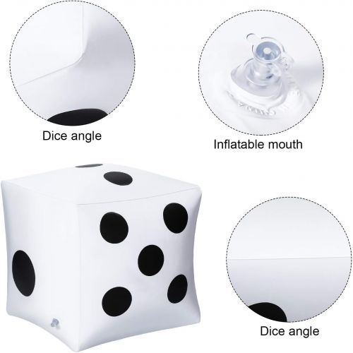  Blulu 3 Pack Giant Inflatable Dice 12 Inch Jumbo Dice White Jumbo Large Inflatable Dice for Game Pool Toy Party Favour (White, 3 Pack)