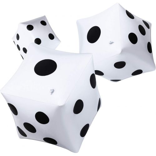  Blulu 3 Pack Giant Inflatable Dice 12 Inch Jumbo Dice White Jumbo Large Inflatable Dice for Game Pool Toy Party Favour (White, 3 Pack)