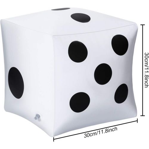  Blulu 3 Pack Giant Inflatable Dice 12 Inch Jumbo Dice White Jumbo Large Inflatable Dice for Game Pool Toy Party Favour (White, 3 Pack)