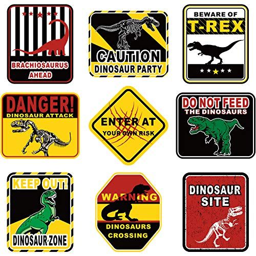  Blulu 9 Pieces Dinosaur Party Decorations Be Ware of Dinosaur Theme Party Wall Decor Dinosaur Party Signs for Kids Birthday Party Dinosaur Theme Party Supplies