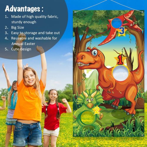  Blulu Dinosaur Party Supplies Birthday Decorations Dinosaur Party Supplies Dinosaur Toss Games with 3 Green Nylon Bean Bags Fun Bean Bag Game Sets for Teenagers Dinosaur Party Favors Din