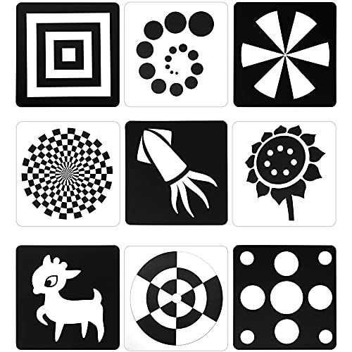  [아마존베스트]Blulu Black White Flash Cards for Infants, 48 Pictures 5.5 x 5.5 Inch Designed Contrast Cards for Newborn Baby Toys with High Contrast (0 - 6 Months)