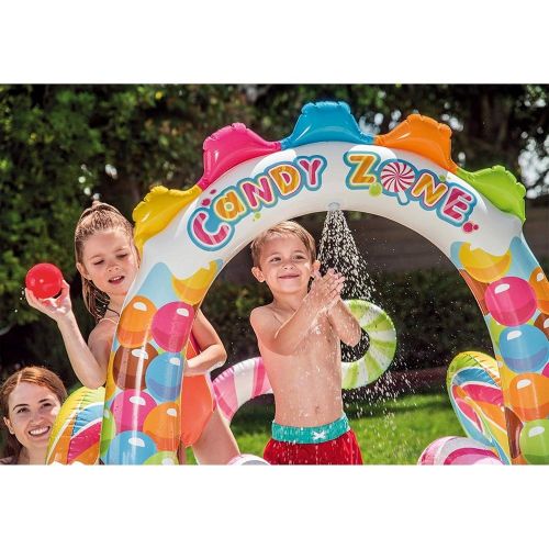 인텍스 Blulu Kids-Inflatable-Pool. This Kiddie Blow Up Above Ground Swimming Pool is Great for Toddlers, Children to Have Outdoor Water Fun with Slide, Toys, Floats. Candy Zone Play Center Baby