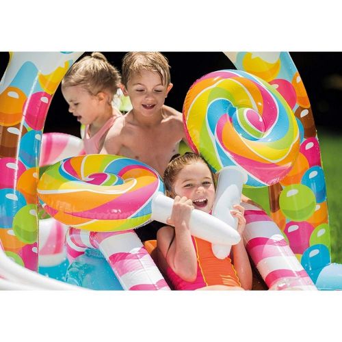 인텍스 Blulu Kids-Inflatable-Pool. This Kiddie Blow Up Above Ground Swimming Pool is Great for Toddlers, Children to Have Outdoor Water Fun with Slide, Toys, Floats. Candy Zone Play Center Baby