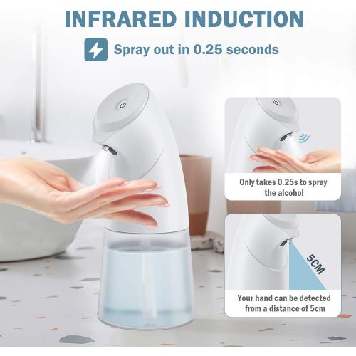  BlumWay Automatic Hand Sanitizer Dispenser, 450ML Liquid Alcohol Spray Touchless Dispenser, Touch Free Countertop Alcohol Sprayer Dispenser with 2 Levels Dispensing Volume for Home