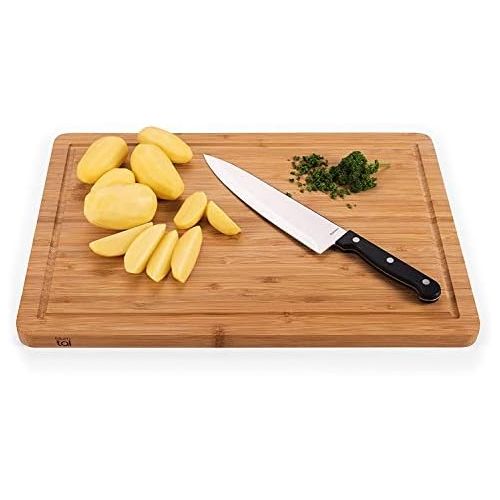  [아마존베스트]Blumtal Cutting Board Made from 100% Bamboo  Anti-septic Wood Board with Juice Groove, Wooden Boards, 2 Sizes