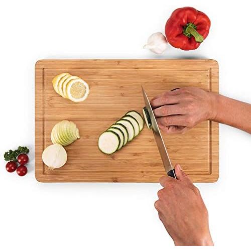  [아마존베스트]Blumtal Cutting Board Made from 100% Bamboo  Anti-septic Wood Board with Juice Groove, Wooden Boards, 2 Sizes