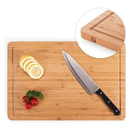  [아마존베스트]Blumtal Cutting Board Made from 100% Bamboo  Anti-septic Wood Board with Juice Groove, Wooden Boards, 2 Sizes