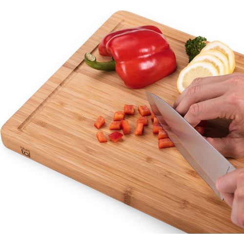  [아마존베스트]Blumtal Cutting Board Made from 100% Bamboo  Anti-septic Wood Board with Juice Groove, Wooden Boards, 2 Sizes