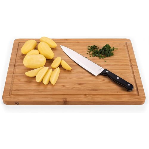  [아마존베스트]Blumtal Cutting Board Made from 100% Bamboo  Anti-septic Wood Board with Juice Groove, Wooden Boards, 2 Sizes