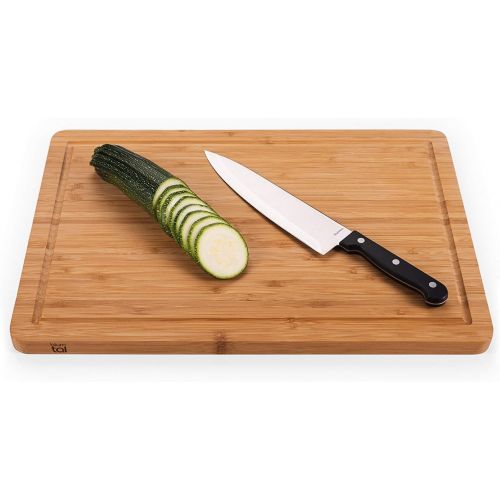  [아마존베스트]Blumtal Cutting Board Made from 100% Bamboo  Anti-septic Wood Board with Juice Groove, Wooden Boards, 2 Sizes