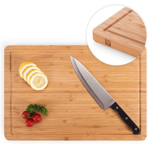  [아마존베스트]Blumtal Cutting Board Made from 100% Bamboo  Anti-septic Wood Board with Juice Groove, Wooden Boards, 2 Sizes